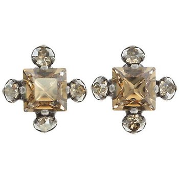 image for Earring stud Carré beige crystal golden shadow 