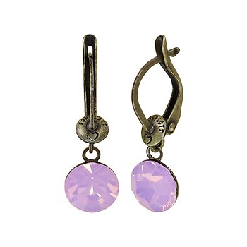 image for Earring dangling Black Jack pink rose opal SS 39