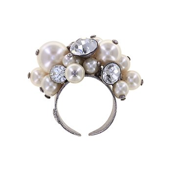 image for Ring Pearl Shadow white crystal 
