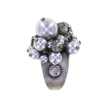 image for Ring Pearl Shadow grey black diamond 