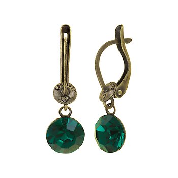 image for Earring dangling Black Jack green emerald SS 39