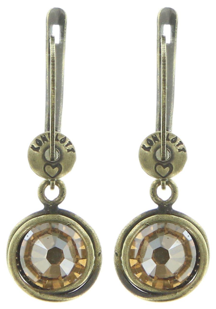 image for Earring Dangling Sparkle Twist Beige crystal golden shadow 