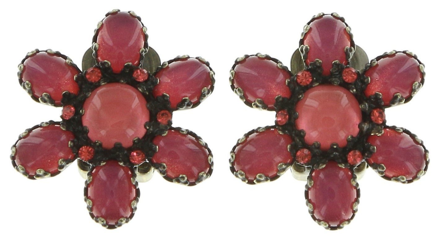 image pour Boucles d'oreilles Clip Twisted Flower Rouge  