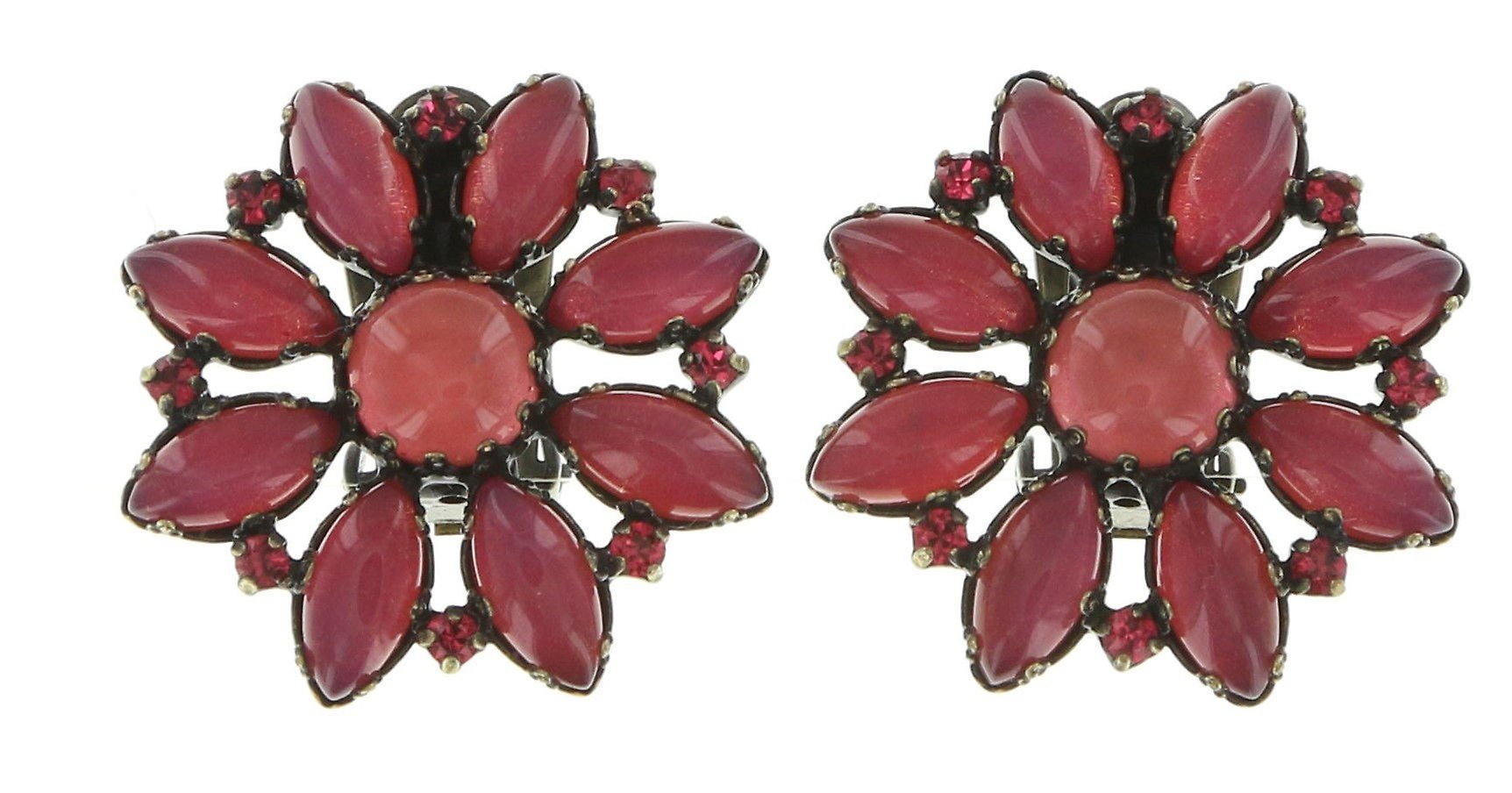 image for Earring Clip Twisted Flower Red  