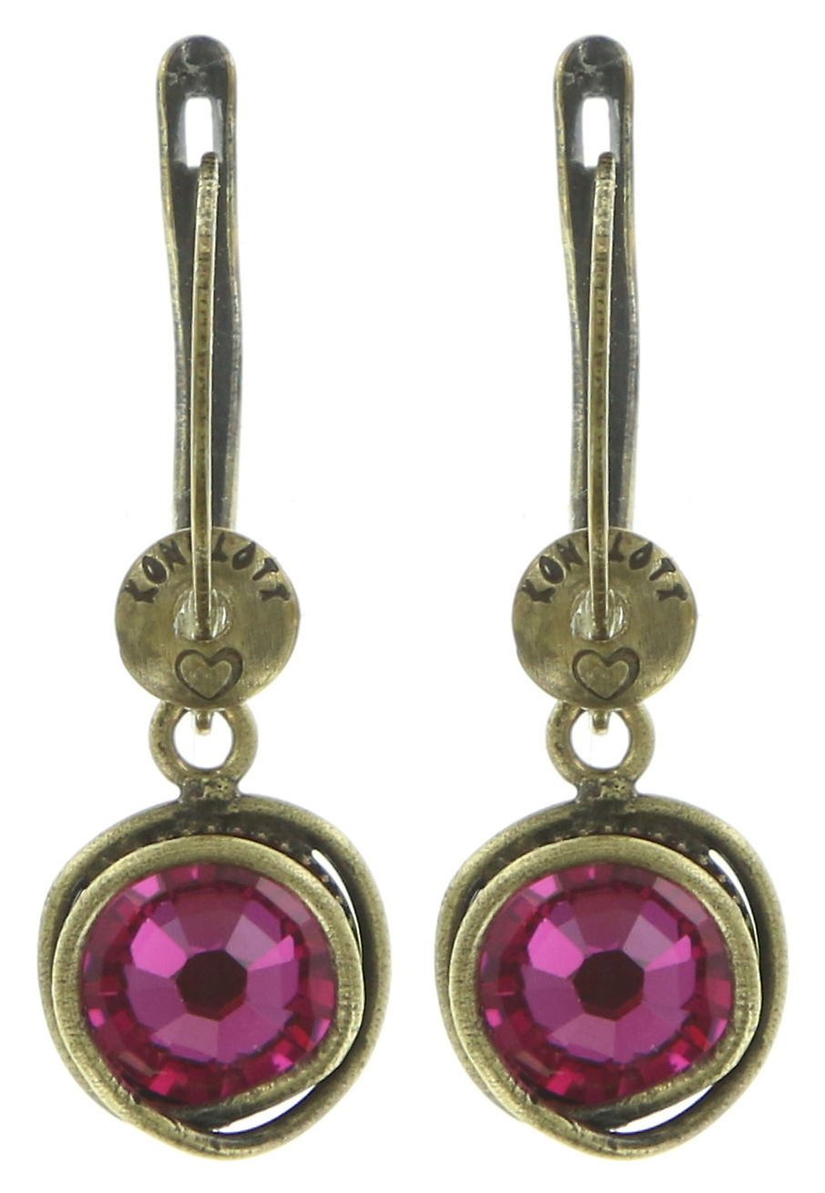 image for Earring Dangling Sparkle Twist Dark Rose fuchsia 