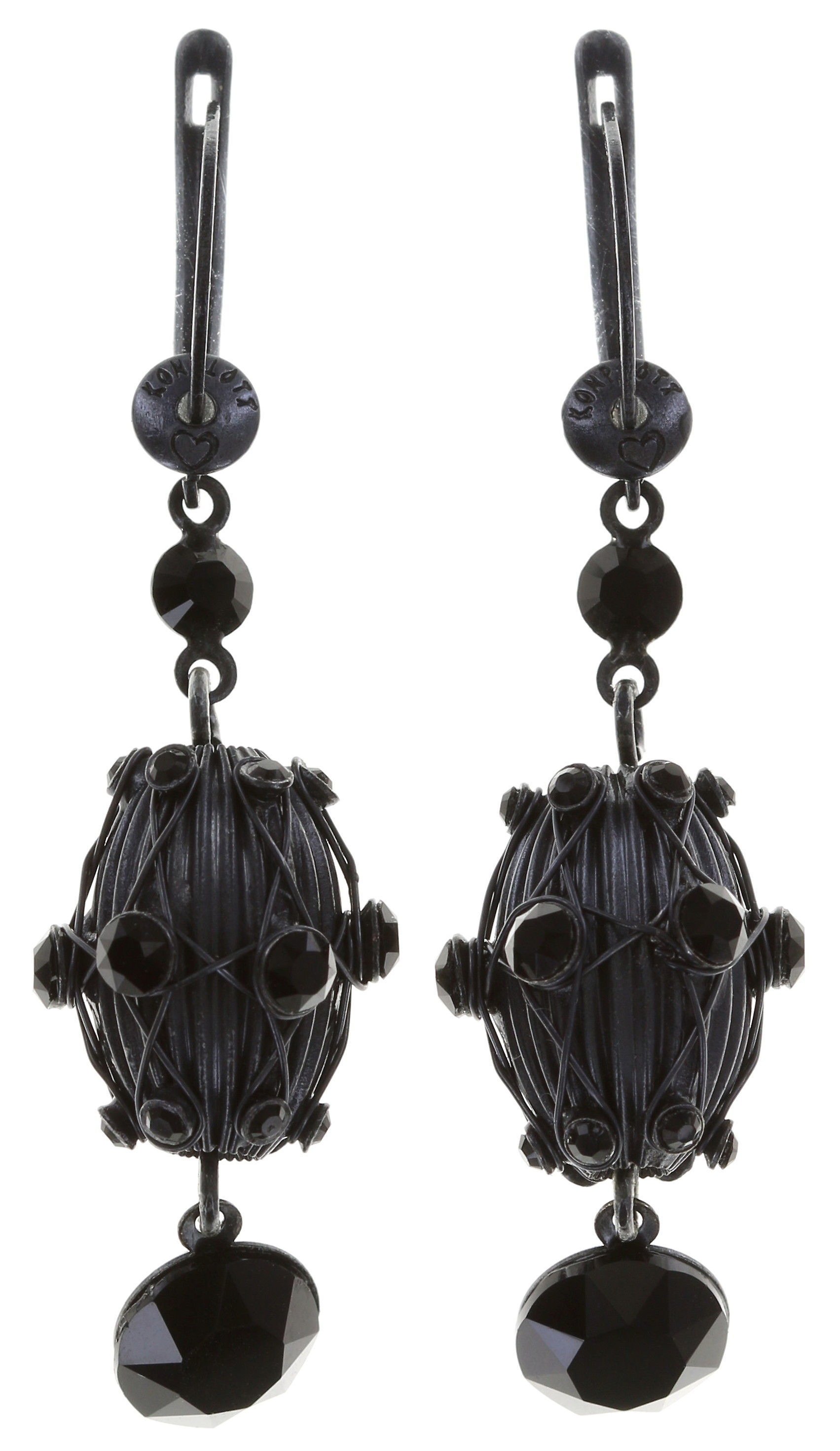 image for Earring Dangling Oriental Architecture Black  
