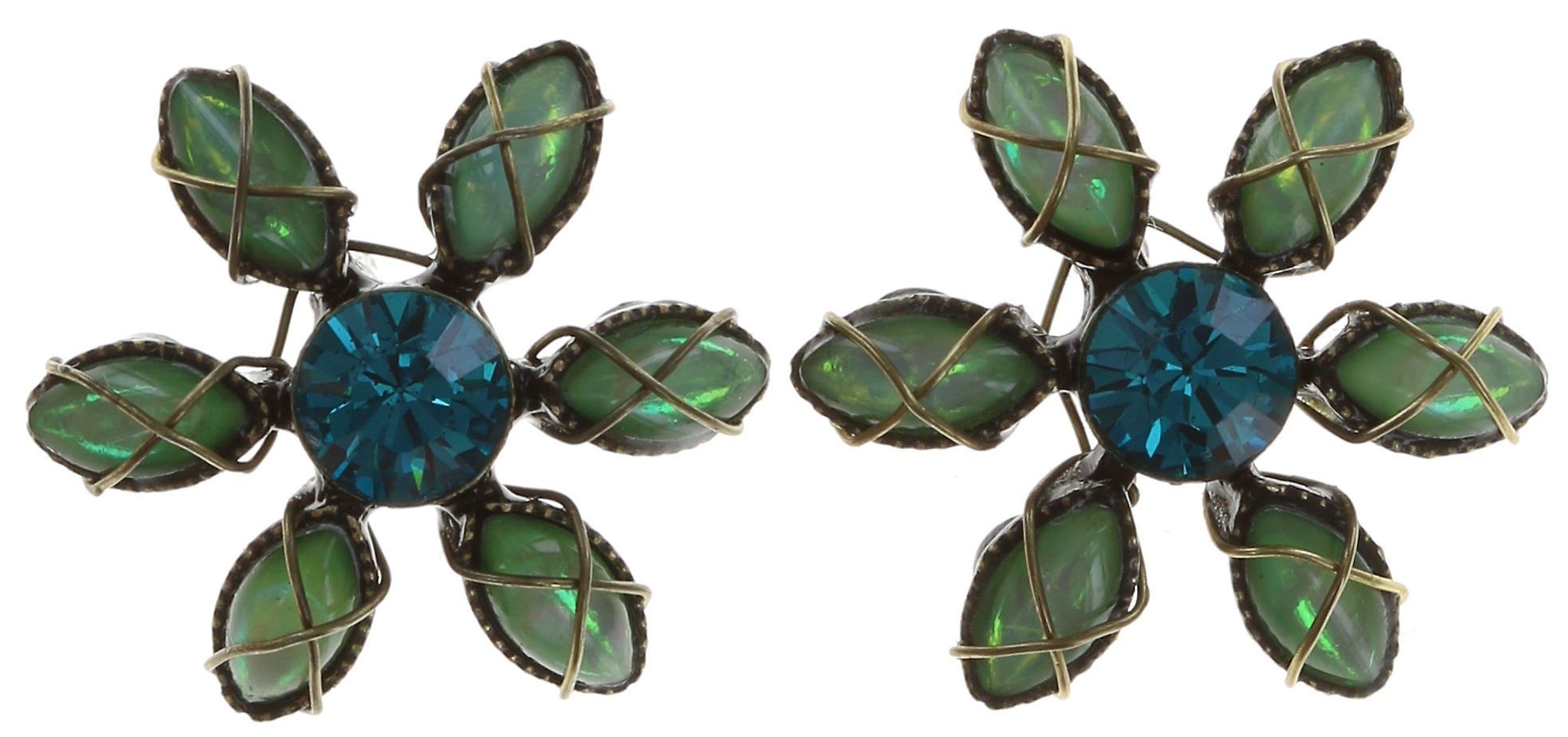 image pour Clou d'oreille Psychodahlia Bleu / Vert  