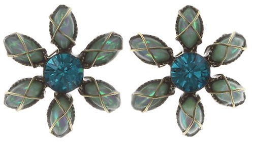 image pour Clou d'oreille Psychodahlia Bleu / Vert  