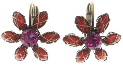 image pour Boucles d'oreilles Eurowire Psychodahlia Rouge  