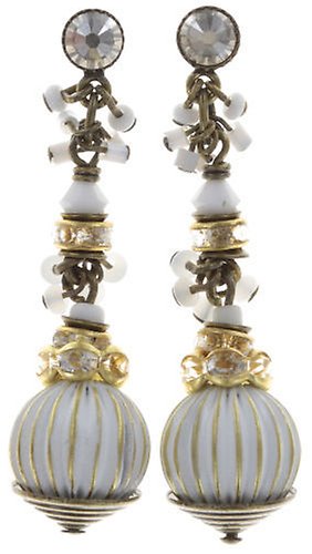 image for Earring stud dangling Oriental Bliss White  