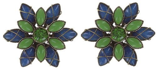 image for Earring Stud Psychodahlia Blue / Green  extra small