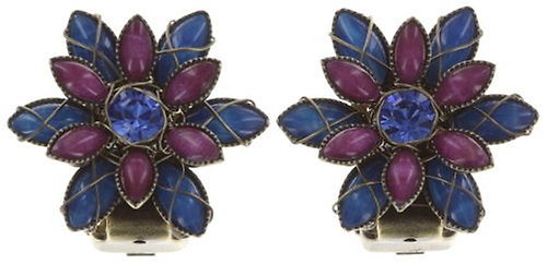 image for Earring Clip Psychodahlia Blue / Lila  extra small