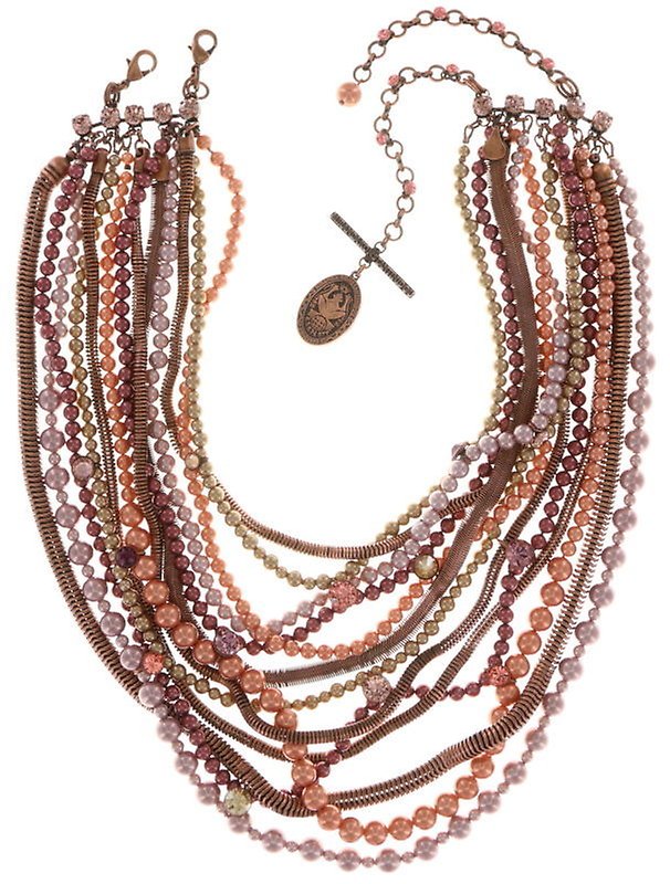 image for Necklace Collier Chameleon Brown / Pink  