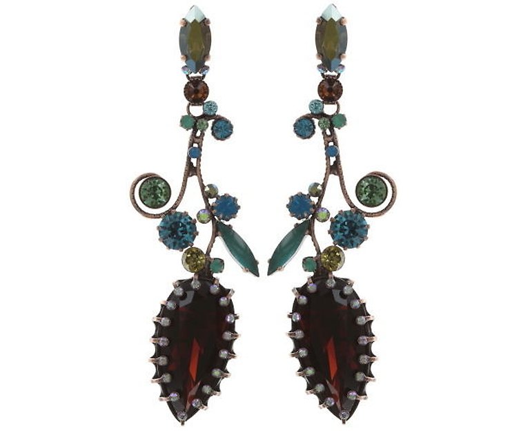 KONPLOTT / Earring stud dangling La Maitresse brown/green