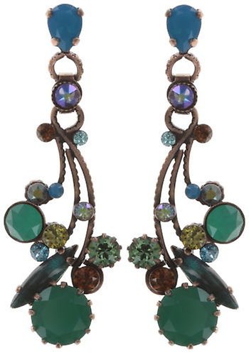 Kép Earring stud dangling La Maitresse Brown / Green  