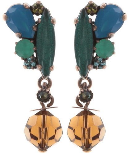 image for Earring stud dangling La Maitresse Brown / Green  