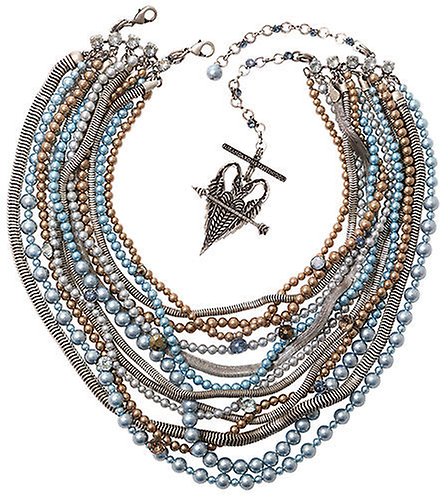 image for Necklace Collier Chameleon Blue / Brown  