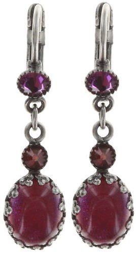 image for Earring Eurowire Dangling Melody Drops Red / Dark Rose  
