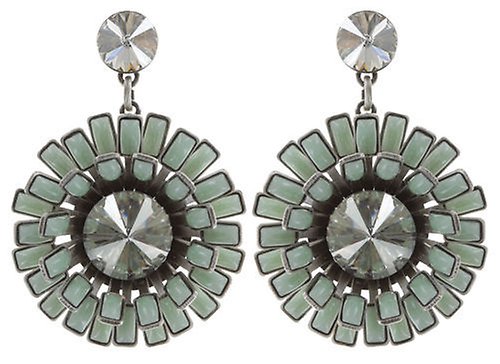 Kép Earring stud dangling Love You Love You Not Green crystal silver shade medium