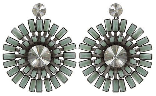 image for Earring Stud Dangling Love You Love You Not Green crystal silver shade large