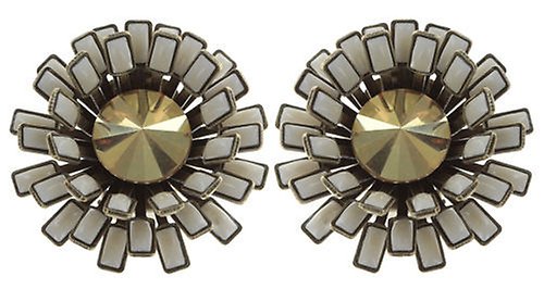 image for Earring Clip Love You Love You Not White crystal metallic sunshine medium