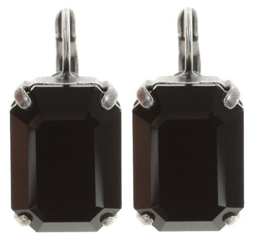 image for Earring Eurowire Art Deco Oriental Black jet Big