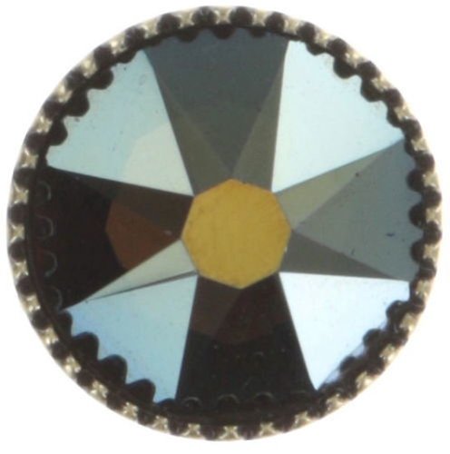 image for Earring Stud-Flat Black Jack Brown crystal iridescent green SS 34