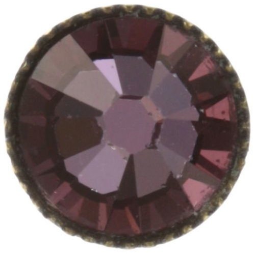 image for Earring Stud-Flat Black Jack Pink crystal antique pink SS 34