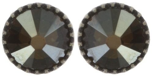 image for Earring stud-flat Black Jack khaki crystal bronze shade SS 20