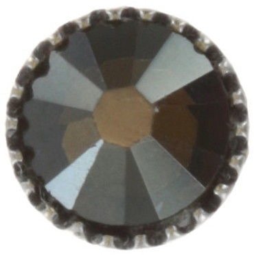 image for Earring stud-flat Black Jack khaki crystal bronze shade SS 20