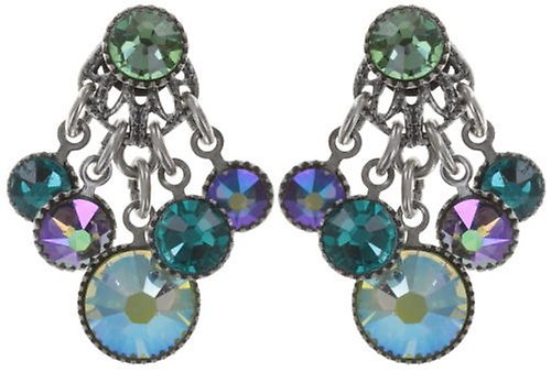 image for Earring Stud Dangling Waterfalls Green / Lila  