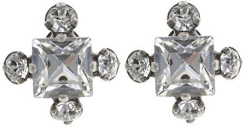 image for Earring Stud Carré White crystal 
