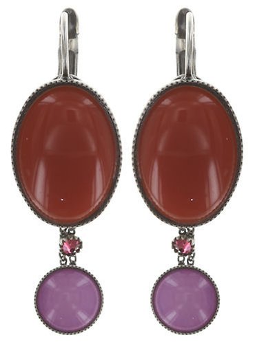 image for Earring Eurowire Dangling Oval in Concert Pink / Orange  