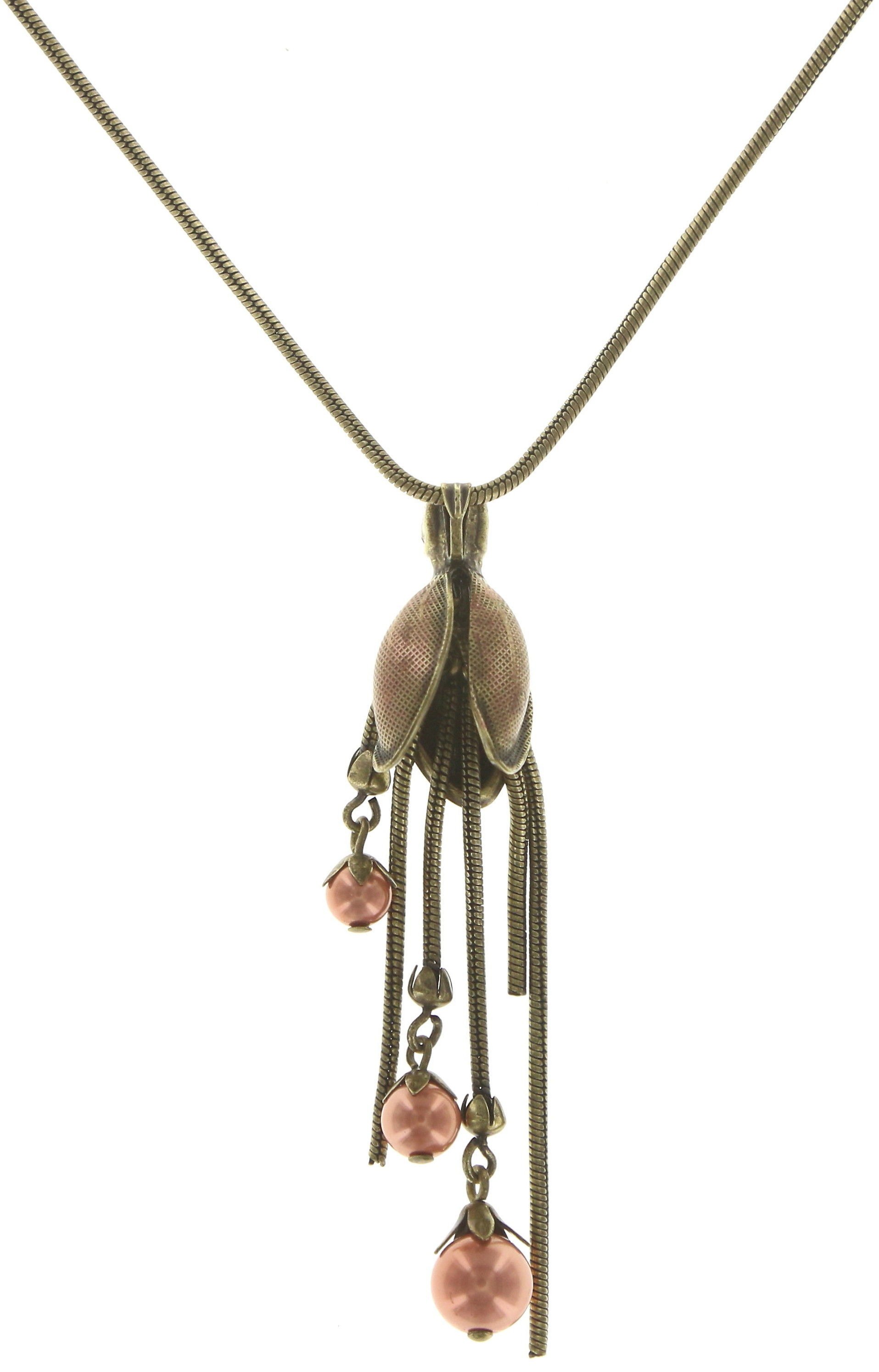 image for Necklace Pendant Blossoms of the Past Pink  