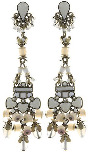 image for Earring stud dangling Mandala White  