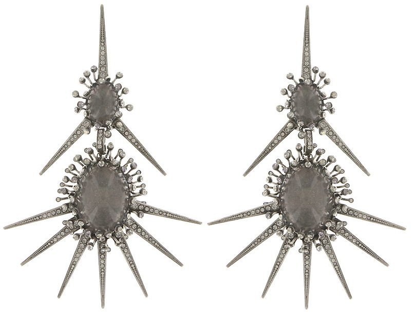 image for Earring stud dangling Galaxy in Glass White / Grey  extra large, medium