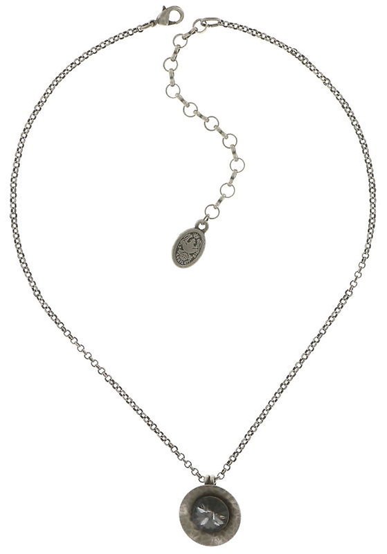 image pour Collier pendant Rivoli Concave Noir crystal silver night medium