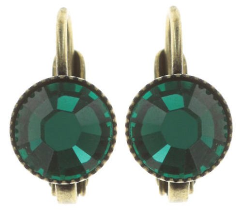image for Earring eurowire Black Jack Dark Green emerald SS 34