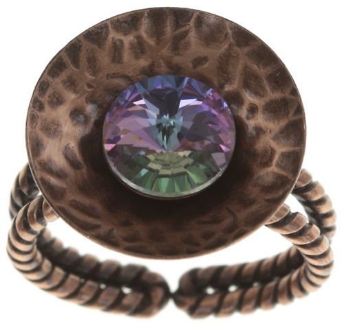 image for Ring Rivoli Concave White / Light Rose crystal vitrail light small