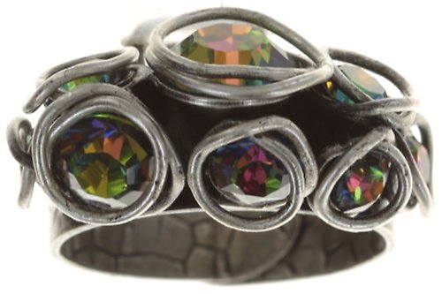 image pour Anneau Sparkle Twist Vert crystal vitrail medium 