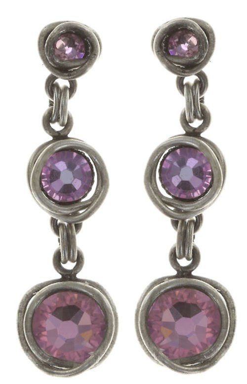 image for Earring stud dangling Sparkle Twist White / Lt. Rose crystal vitrail light 