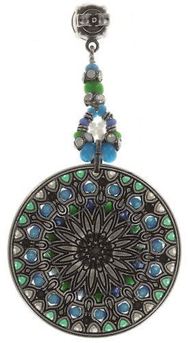 image for Earring Stud Dangling Dream Catcher Green / White / Blue  extra large