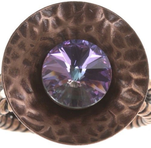 image for Ring Rivoli Concave White / Light Rose crystal vitrail light small