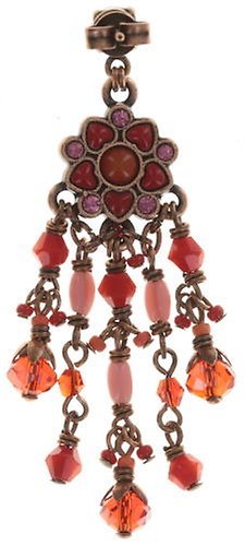 image for Earring Stud Dangling Little Bloom Coralline / Red  
