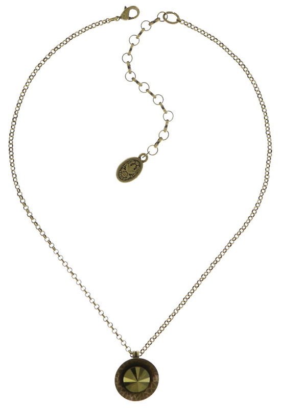 image pour Collier pendant Rivoli Concave Vert / Lila crystal iridescent green medium