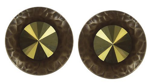 image for Earring Stud Rivoli Concave Green / Lila crystal iridescent green large