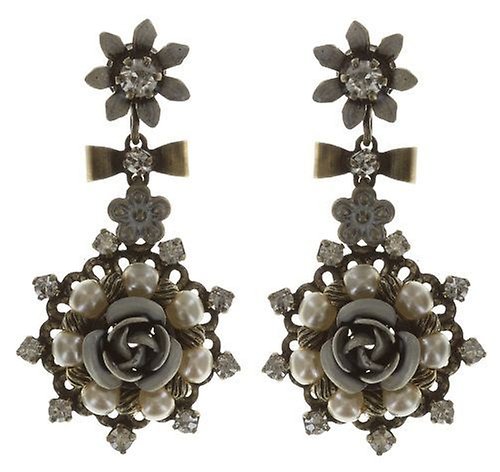 image for Earring Stud Dangling Petit Four Dentelle White  extra small