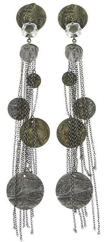 image for Earring Clip Dangling Inkas in Manhattan Silver / Brass  