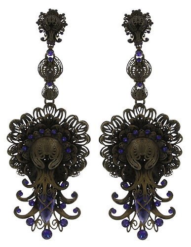 image for Earring clip dangling Harakiri Bloom Blue / Lila  extra large