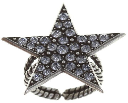 image for Ring Dancing Star Grey crystal blue shade large